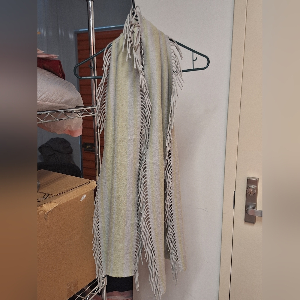 Green & Grey Scarf with Tassels